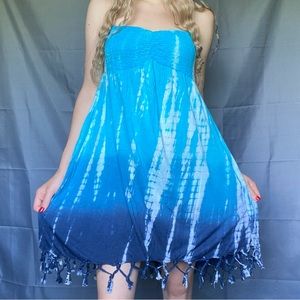 Raviya Blue Ombré Bohemian Large Strapless Dress